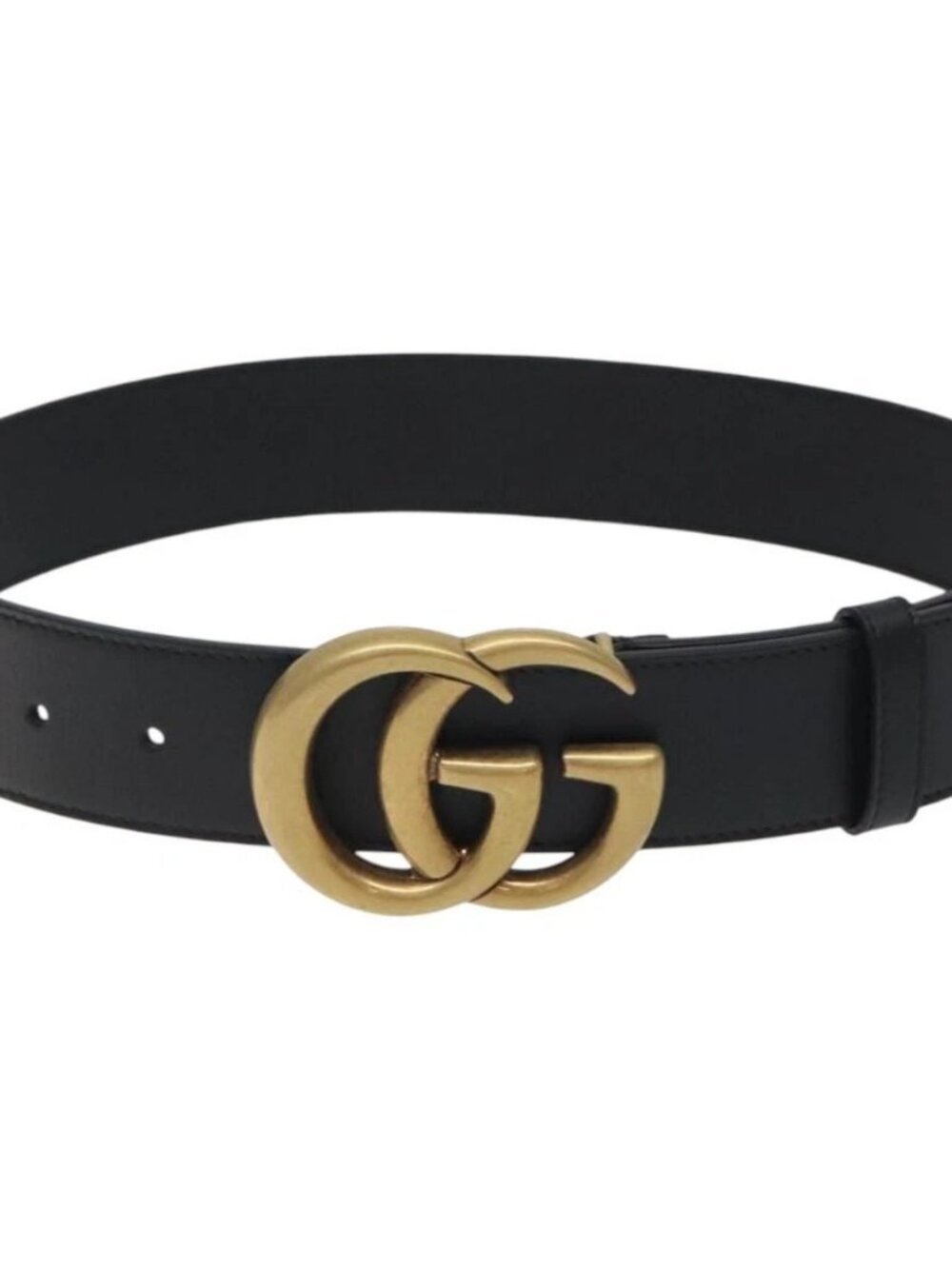 GUCCI GG Marmont Belt Leather 31.5" Black Gold 400593 Auth SW818M - Picture 2 of 11